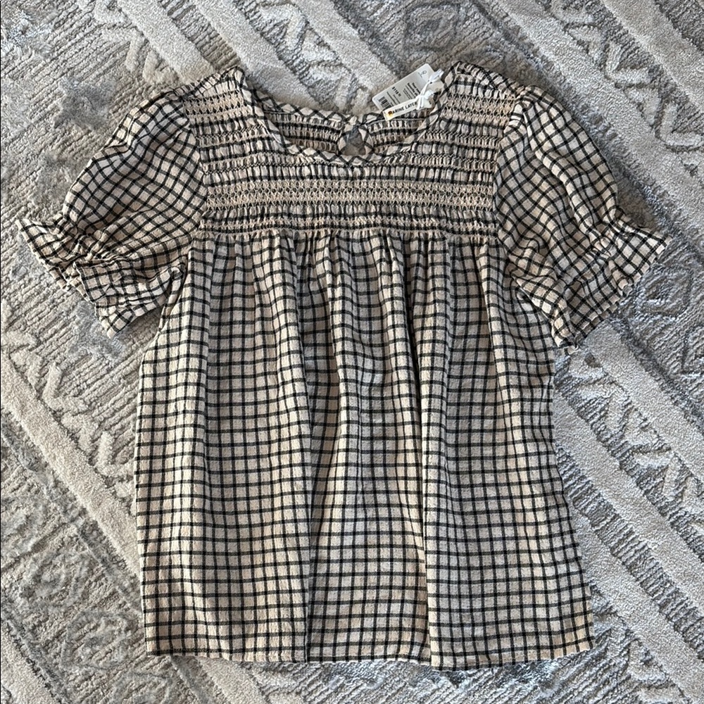 Elena Checkered Black and White Women's Top